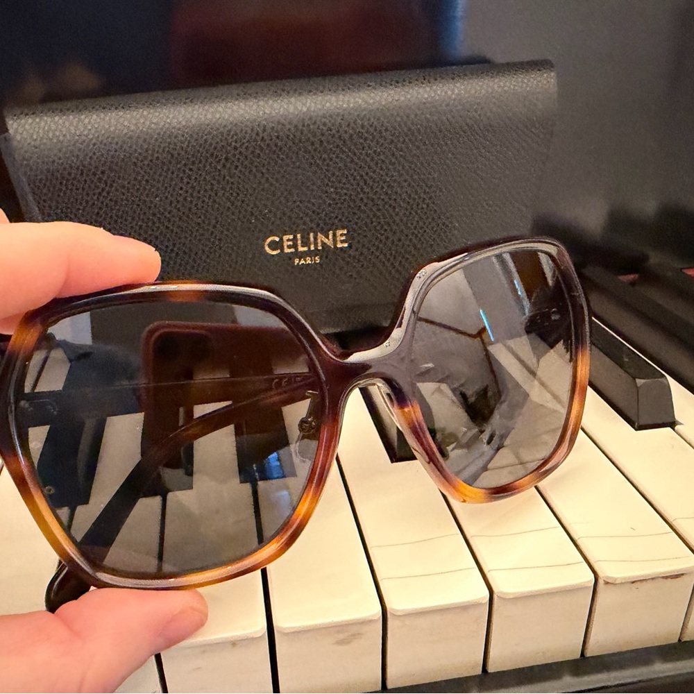 Celine Geometric Brown Tortoise Shell Acetate Sun… - image 1
